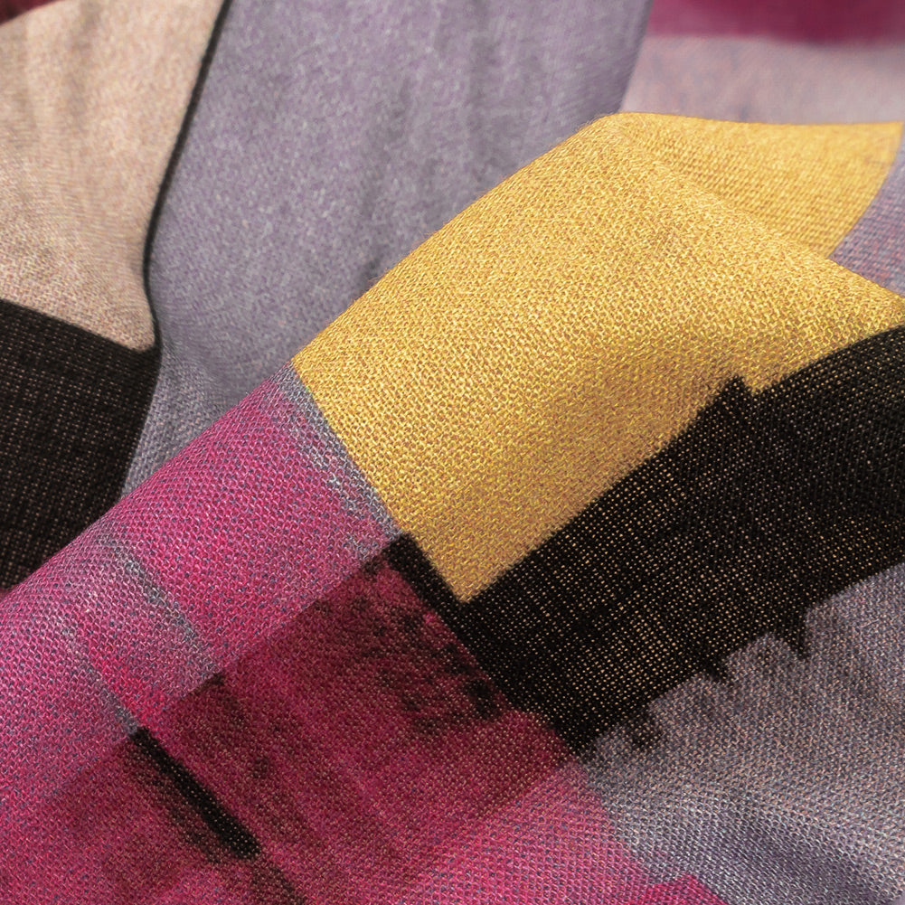 Cotton Voile - Purple, Pink and Yellow Painterly Geometric - Theory of Abstraction Print - Mood Exclusive Wisteria Collection - Joann Fabrics