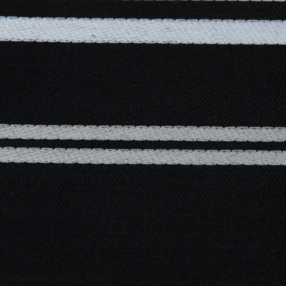 Black Cotton Twill with Silver Embroidered Stripes - Joann Fabrics