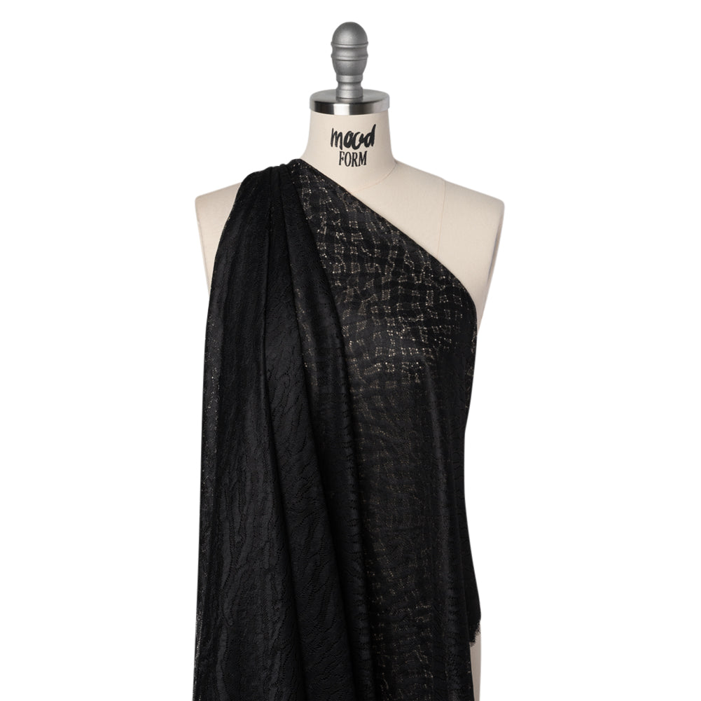 Raschel Lace Panel with Finished Edges - Black Animal Stripes - Joann Fabrics