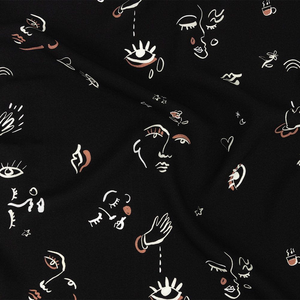 Mood Exclusive Black Pictogram Pleasure Drapey Viscose Woven - Joann Fabrics