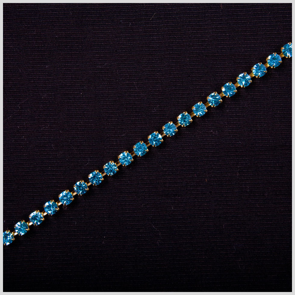 Aquamarine and Gold Metal Czech Rhinestone Trimming - SS18 - Joann Fabrics
