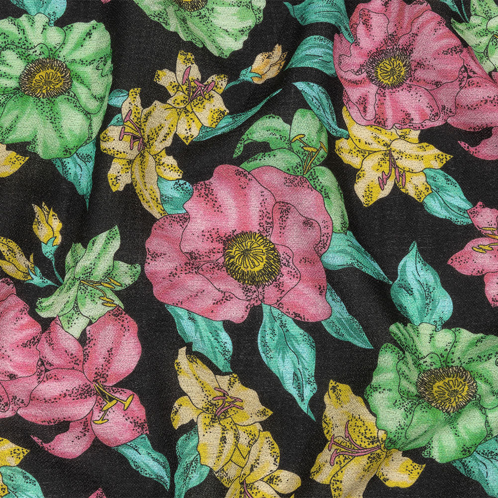 Balenciaga Italian Pink, Yellow and Lime Floral Wool Crepe - Joann Fabrics