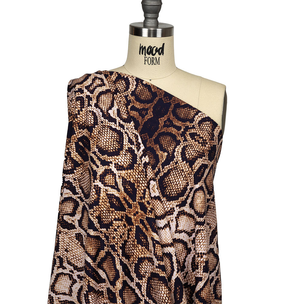Compression Swimwear Tricot, UV Protective with Aloe Vera Microcapsules - Brown Python Skin - Caye Collection - Joann Fabrics