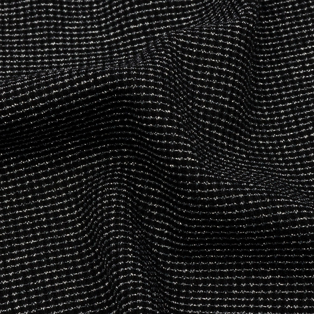 Black and Metallic Silver Stretch Rib Knit - Joann Fabrics