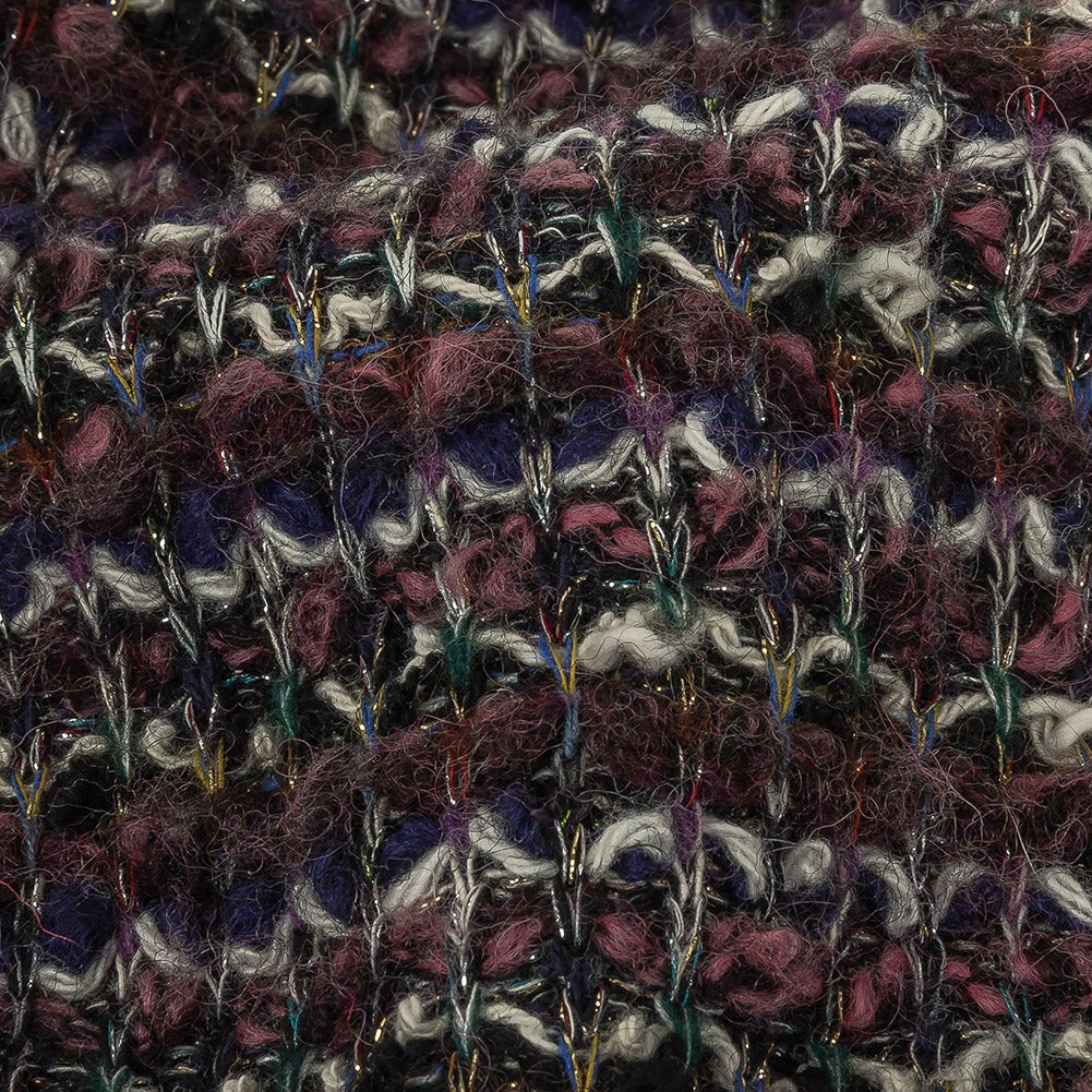 Rose, Eggplant and Metallic Silver Loopy Wool Sweater Knit - Joann Fabrics