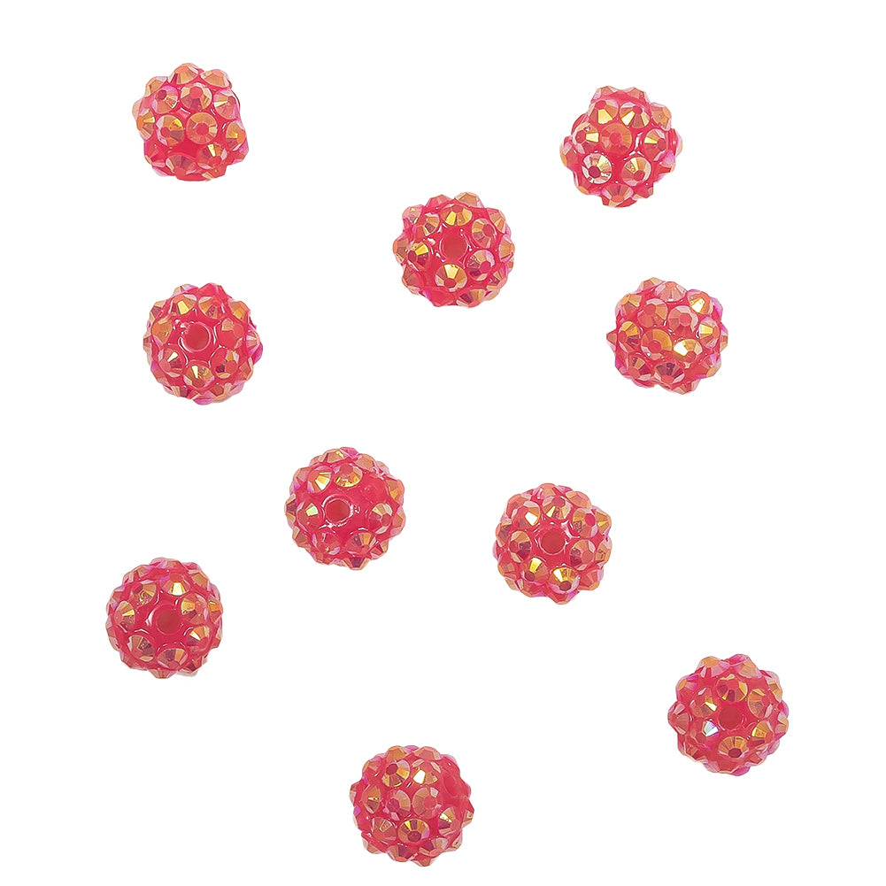 Fuchsia AB Rhinestone and Resin Faceted 12mm Beads - 10pc - Joann Fabrics