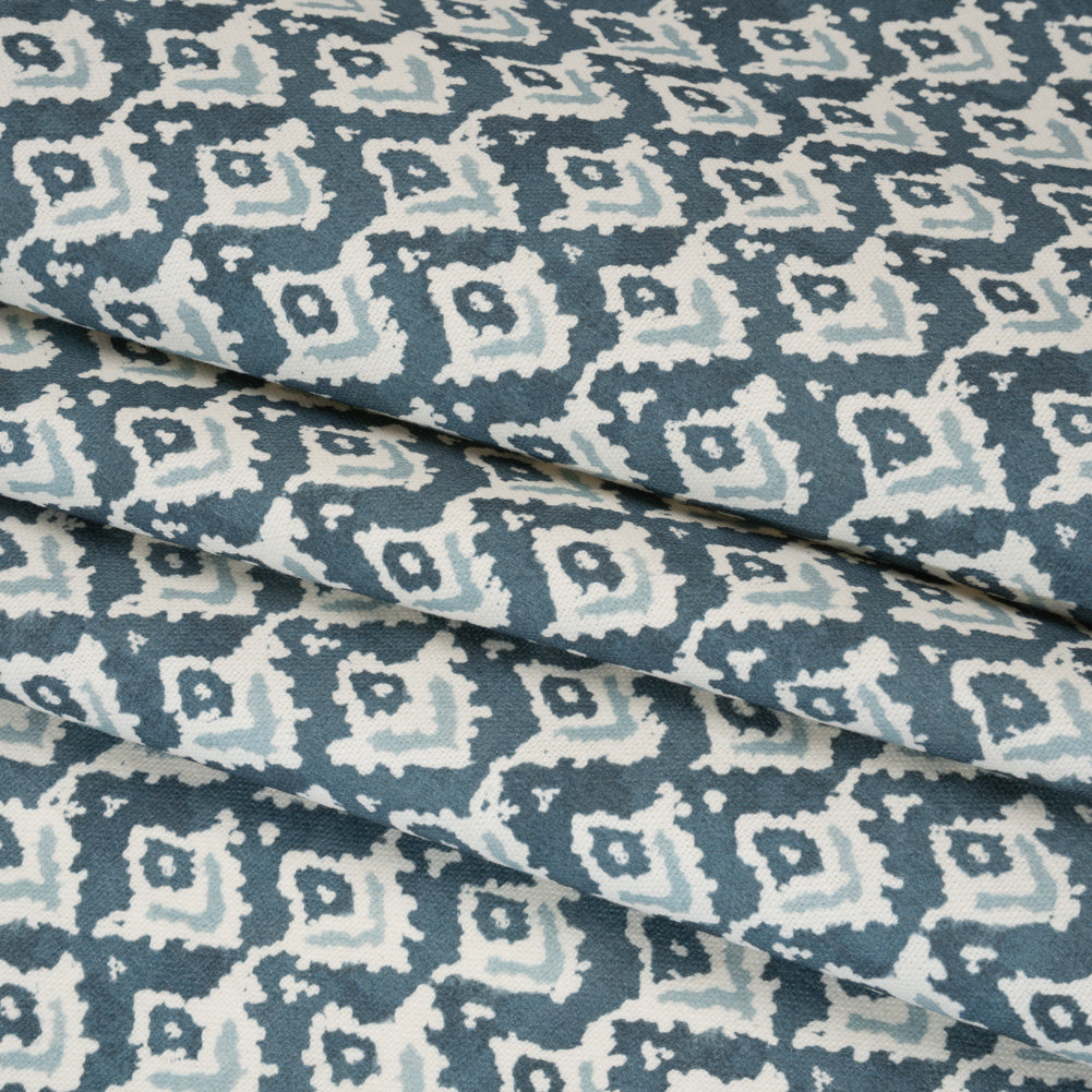 Cotton and Linen Canvas Print - Indigo Rows of Diamonds - British Imported - Joann Fabrics