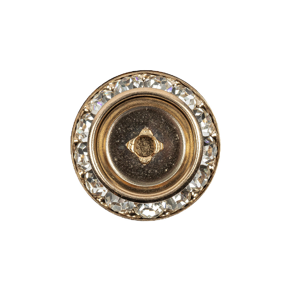 Vintage Crystal Rhinestones and Gold Metal Sawtooth Edge Shank Back Button With No Center - 34L/21.5mm - Joann Fabrics