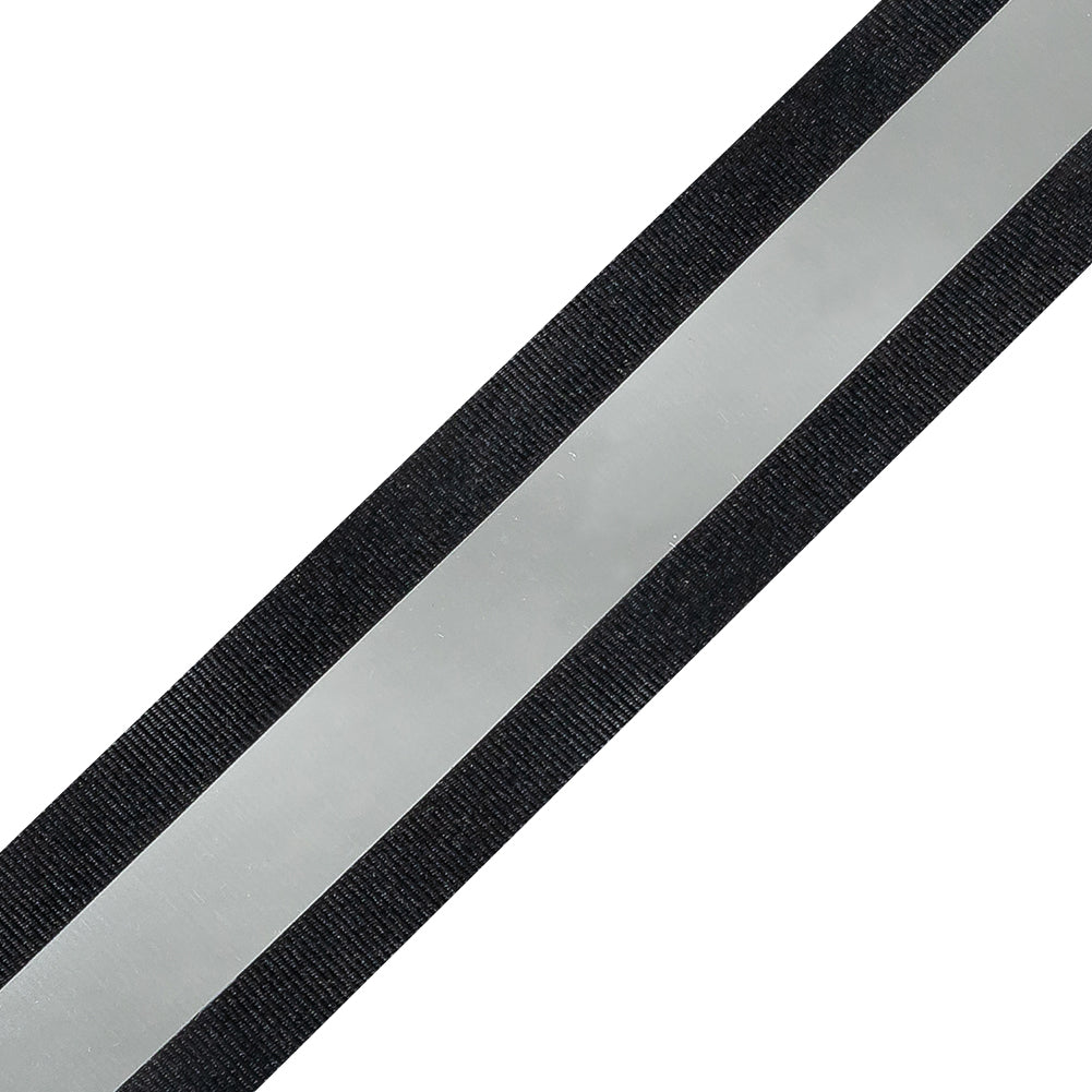 Italian Black and Silver Reflective Grosgrain Ribbon - 1.0625