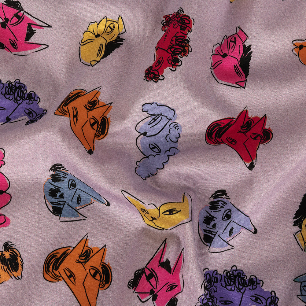 Stretch Cotton Sateen - Lilac and Rainbow Dog Doodles - TREATS Print - Mood Exclusive Sugar Collection - Joann Fabrics