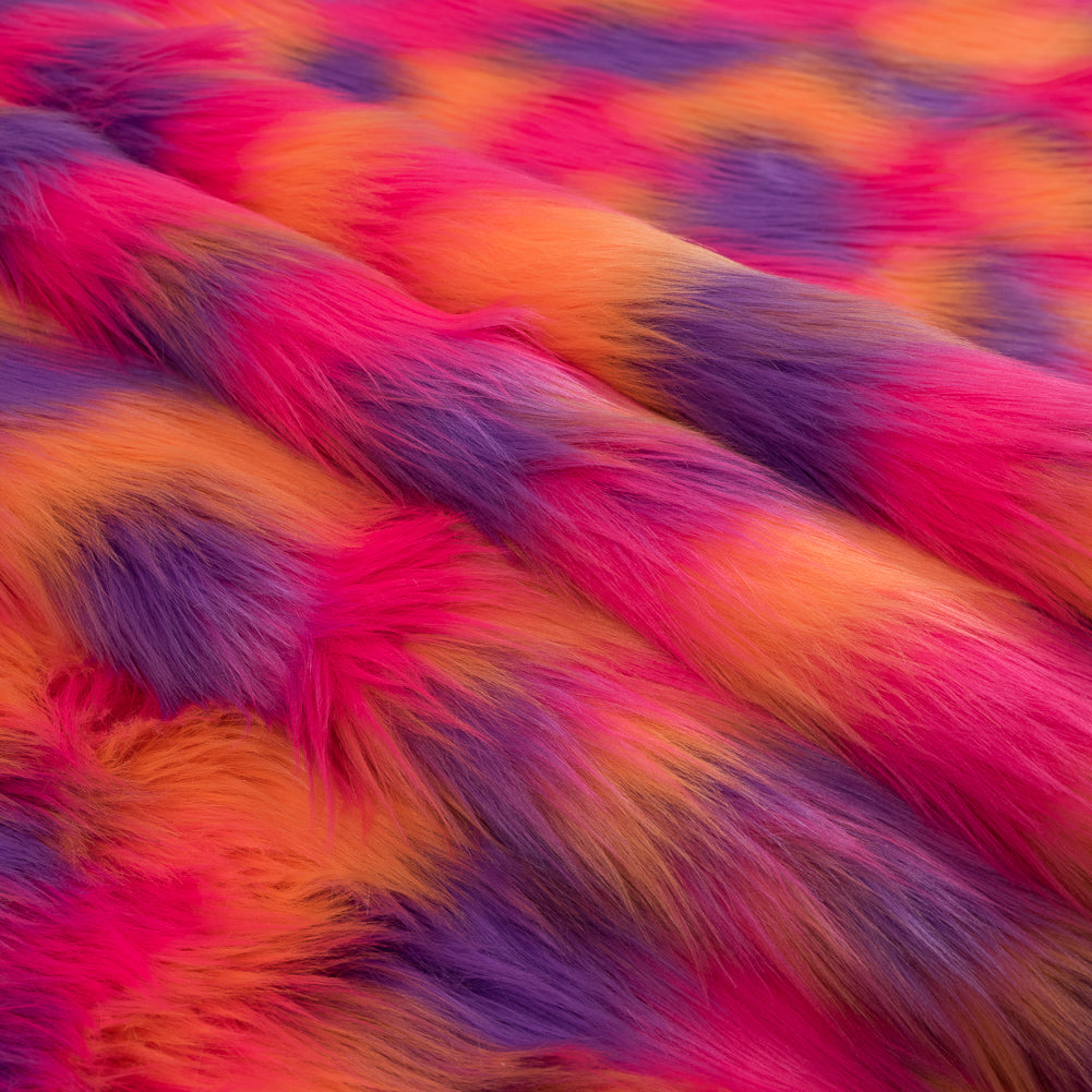Faux Fur - Vibrant Orange, Pink and Purple Spots - Joann Fabrics