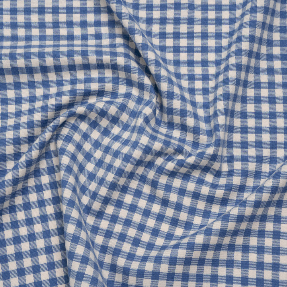 Brushed Cotton Twill Shirting - Blue and Cream Gingham Check - Designer Deadstock - Joann Fabrics