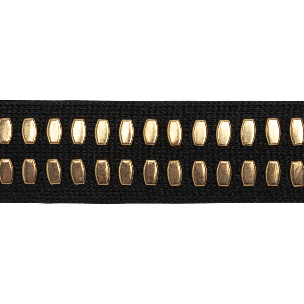 Yaya Han Studded Woven Trim - Hamburg Punk Gold and Black Faux Zipper, 0.75