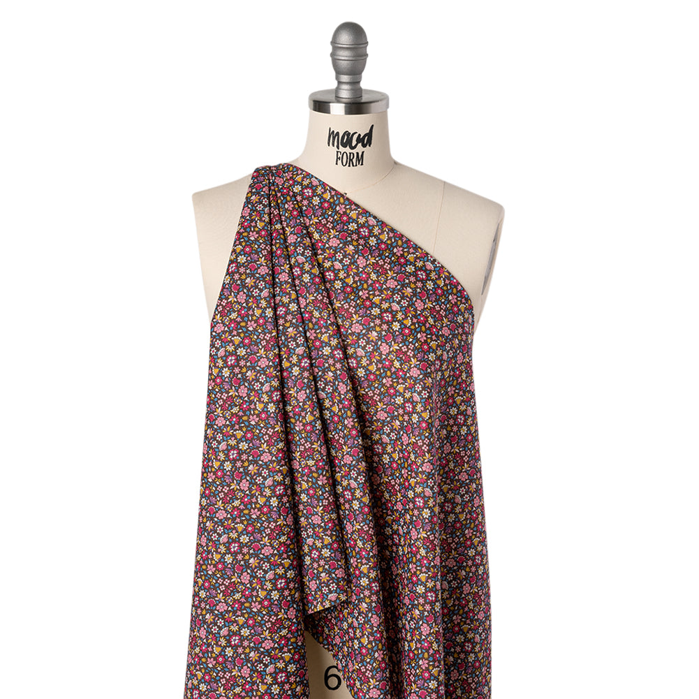 Liberty Fabrics Tana Lawn® - Meera Pink - Bright Pink, Blue and Brown Simple Floral - Joann Fabrics