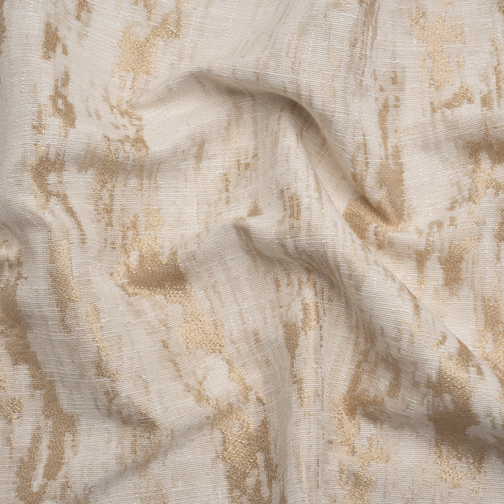 Ivory and Gold Abstract Viscose, Polyester and Linen Drapery Jacquard - Joann Fabrics
