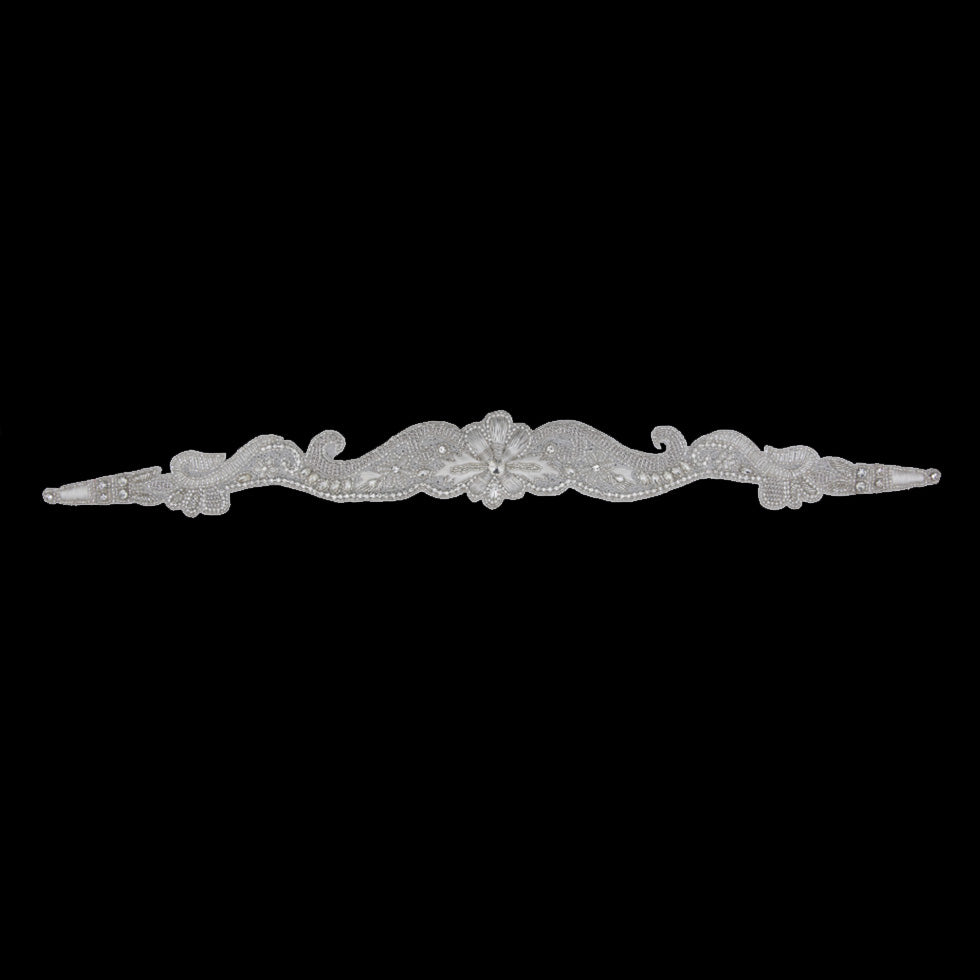 Silver/White Beaded Rhinestone Neck Applique - Joann Fabrics