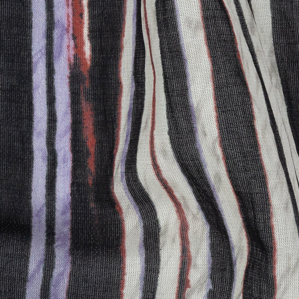 Tap Shoe, Lavender and Red Shimmery Striped Cotton Voile - Joann Fabrics