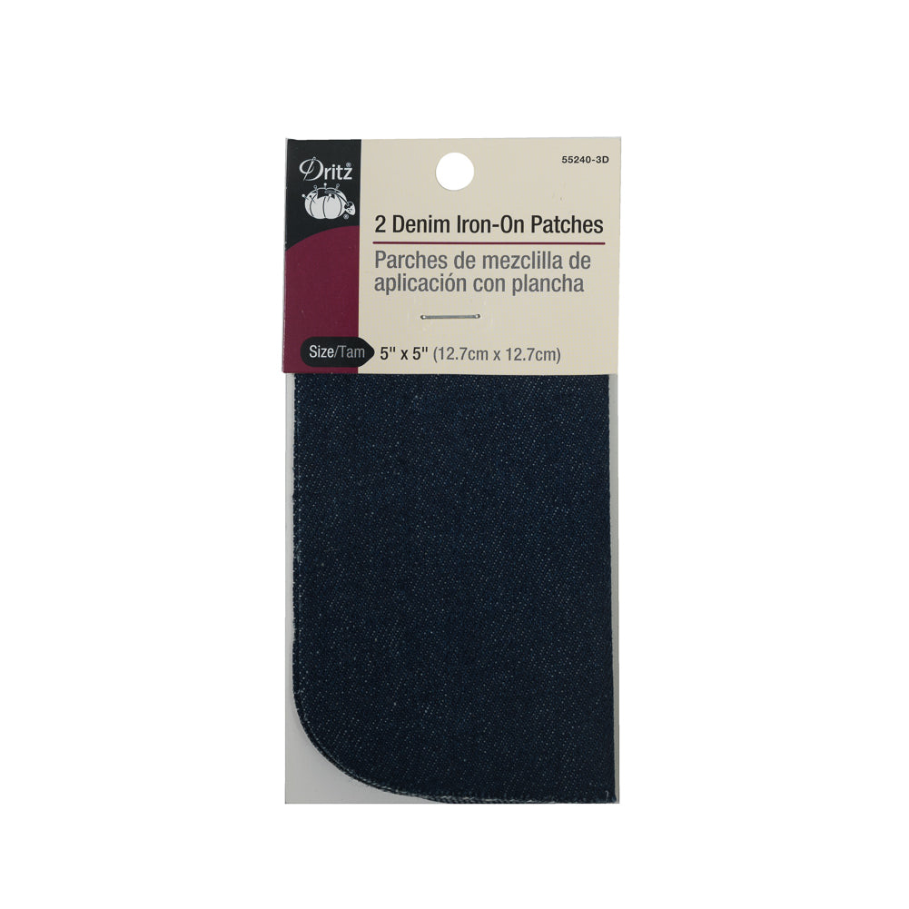 2 Dark Denim Blue Iron-On Patches - 5