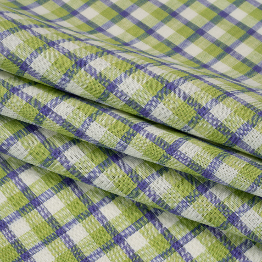 Medium Weight Linen Woven - Lime Green, Blue and Cream Plaid - Joann Fabrics
