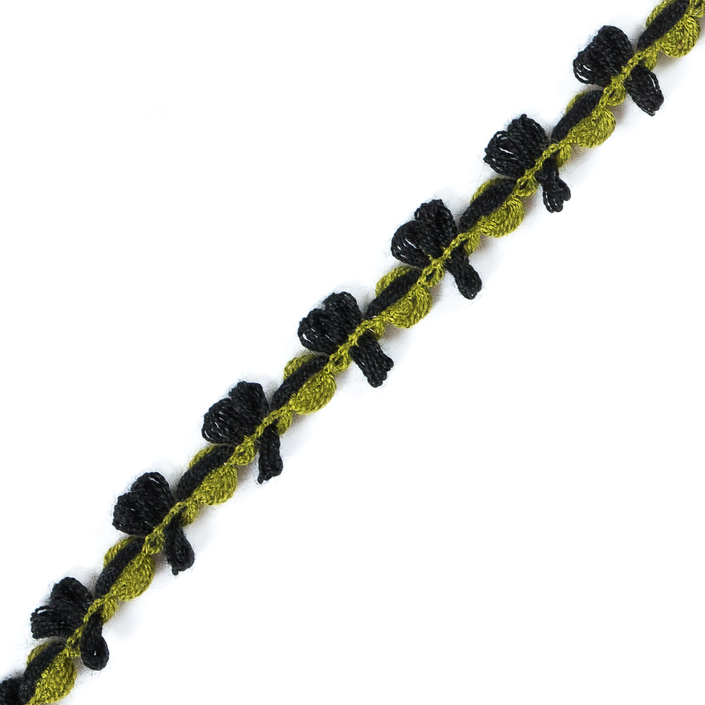 Green and Black Loosely Braided Cord - 0.5