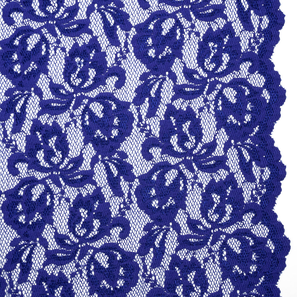 Stretch Raschel Lace with Finished Edges - Royal Blue Blooming Petals - Joann Fabrics