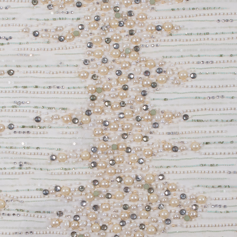 Fancy Beaded Tulle - Champagne and Mint - Joann Fabrics