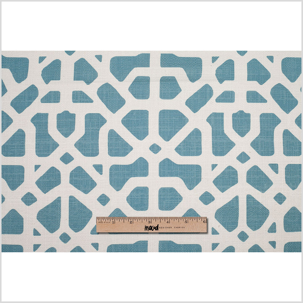 Spanish Blue/White Geometric Poly/Cotton Canvas - Joann Fabrics