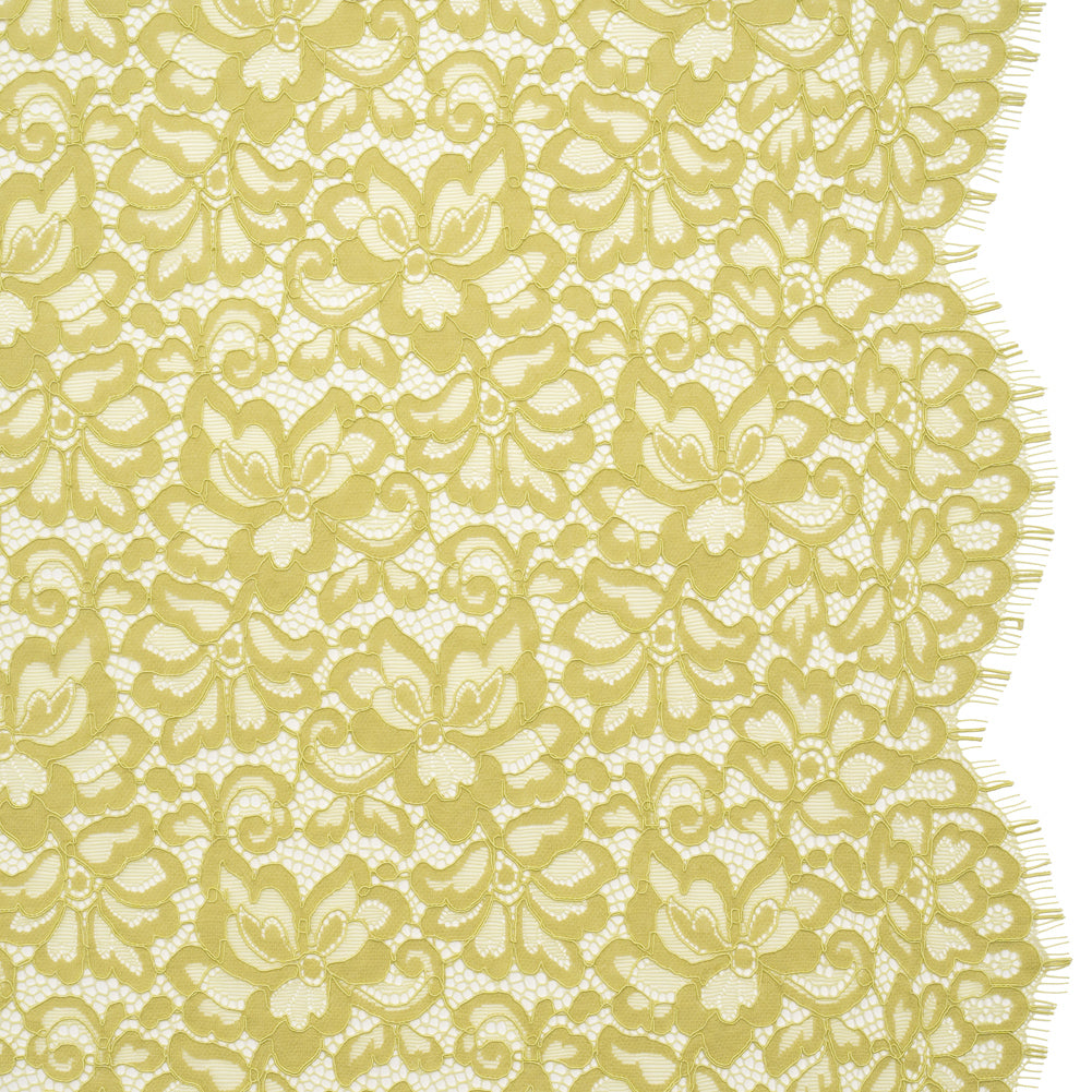 Corded Lace Panel with Petal Scalloped And Fringed Edges - Chartreuse Green Floral - Joann Fabrics