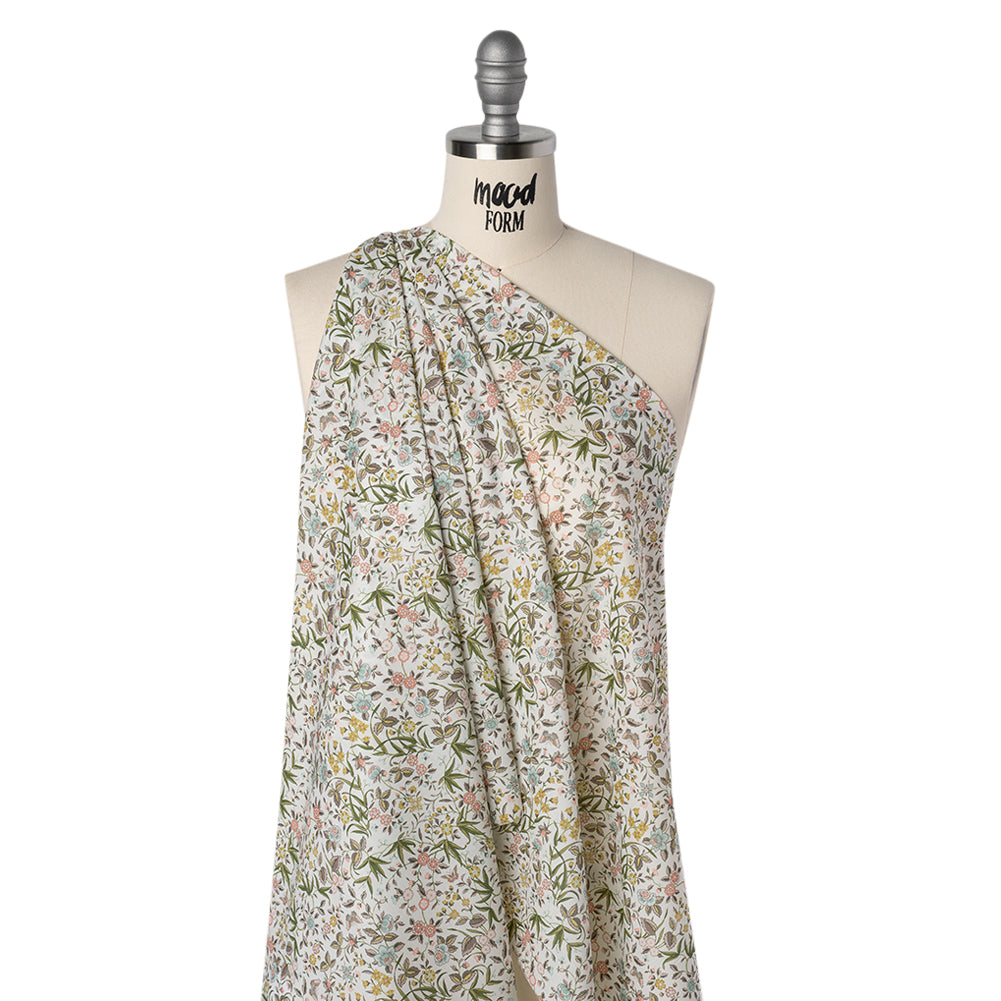Liberty Fabrics Tana Lawn® - Tapestry Multi Pastel - Light Pink, Green and Yellow Floral and Butterflies - Joann Fabrics