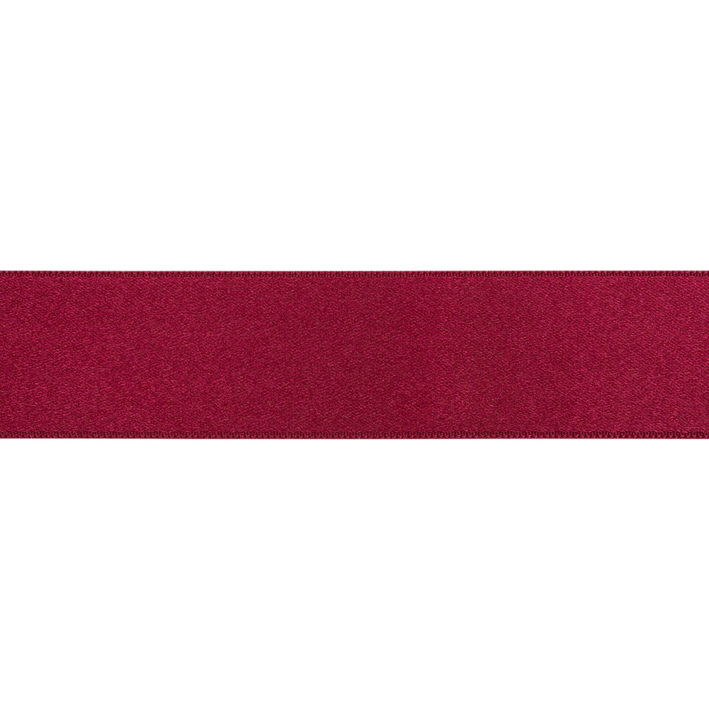 Dark Cherry Double Face French Satin Ribbon - 1