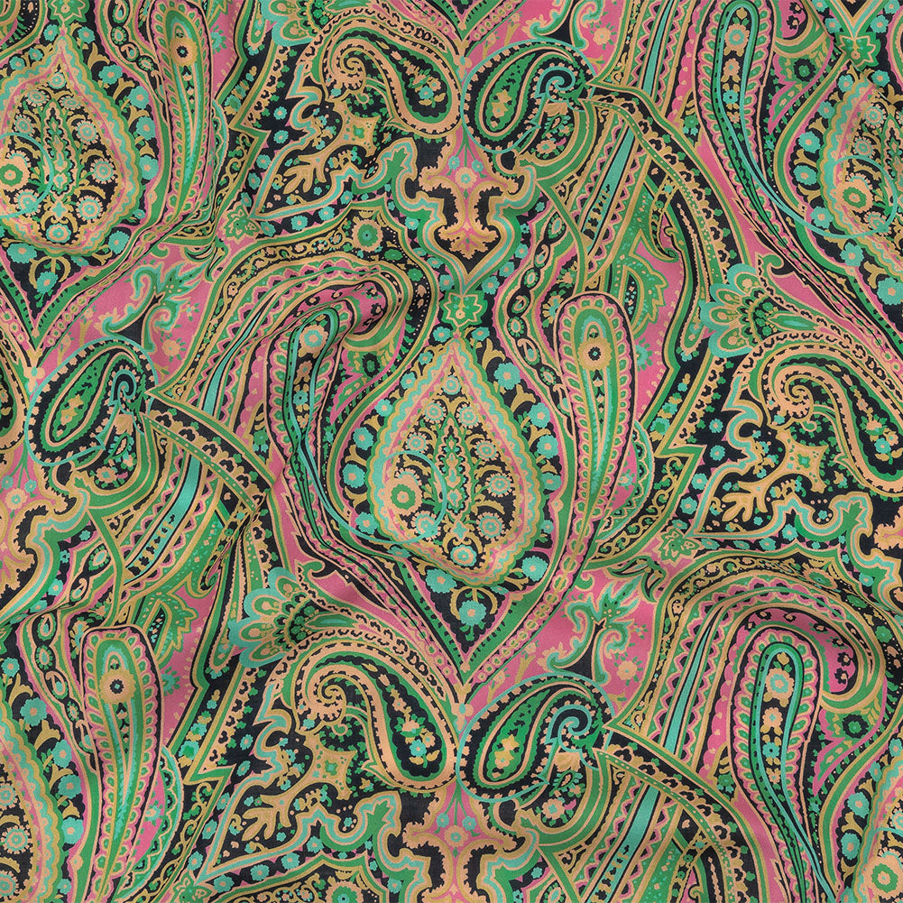 Cotton Voile - Black and Green Paisley - Hippy Shake Print - Mood Exclusive Citrus Collection - Joann Fabrics