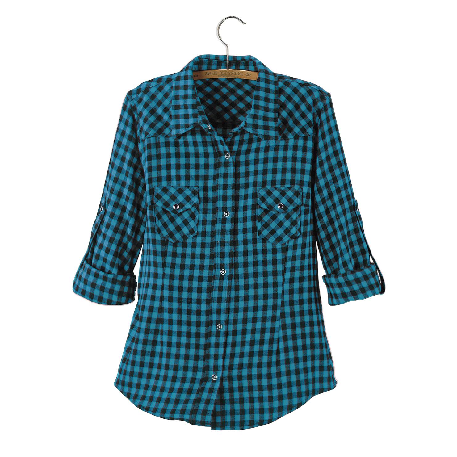 Buffalo Plaid Flannel Shirt, Snap Front, Long Roll-Tab Sleeves - Northstyle Catalog