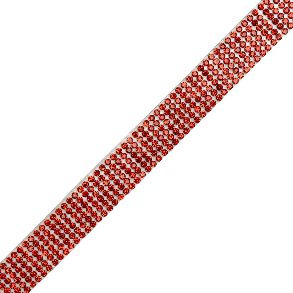 Yaya Han Iron-On Rhinestone Trim - 6-Row Crimson Red Crystal, 0.5