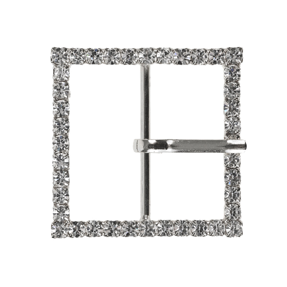 Swarovski Crystal and Silver Square Rhinestone Buckle - 1.75