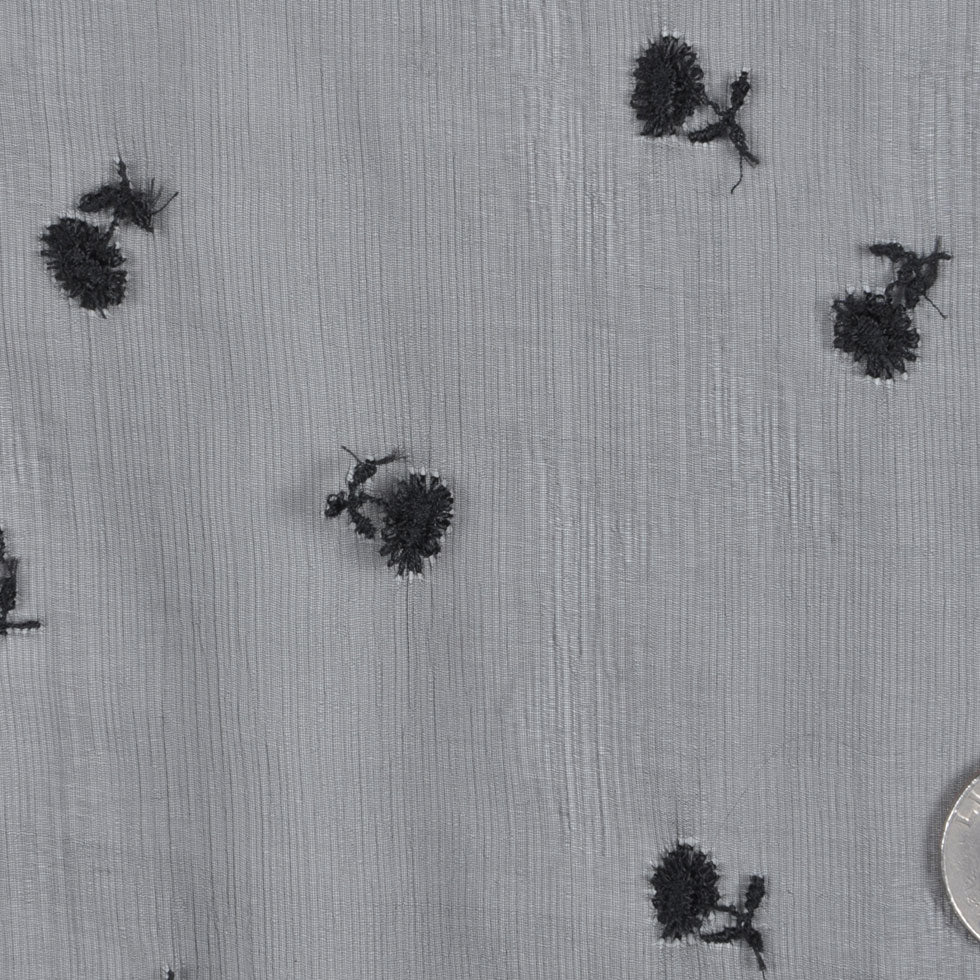 Carolina Herrera Italian Black Floral Cotton Embroidered Crinkled Silk Chiffon - Joann Fabrics