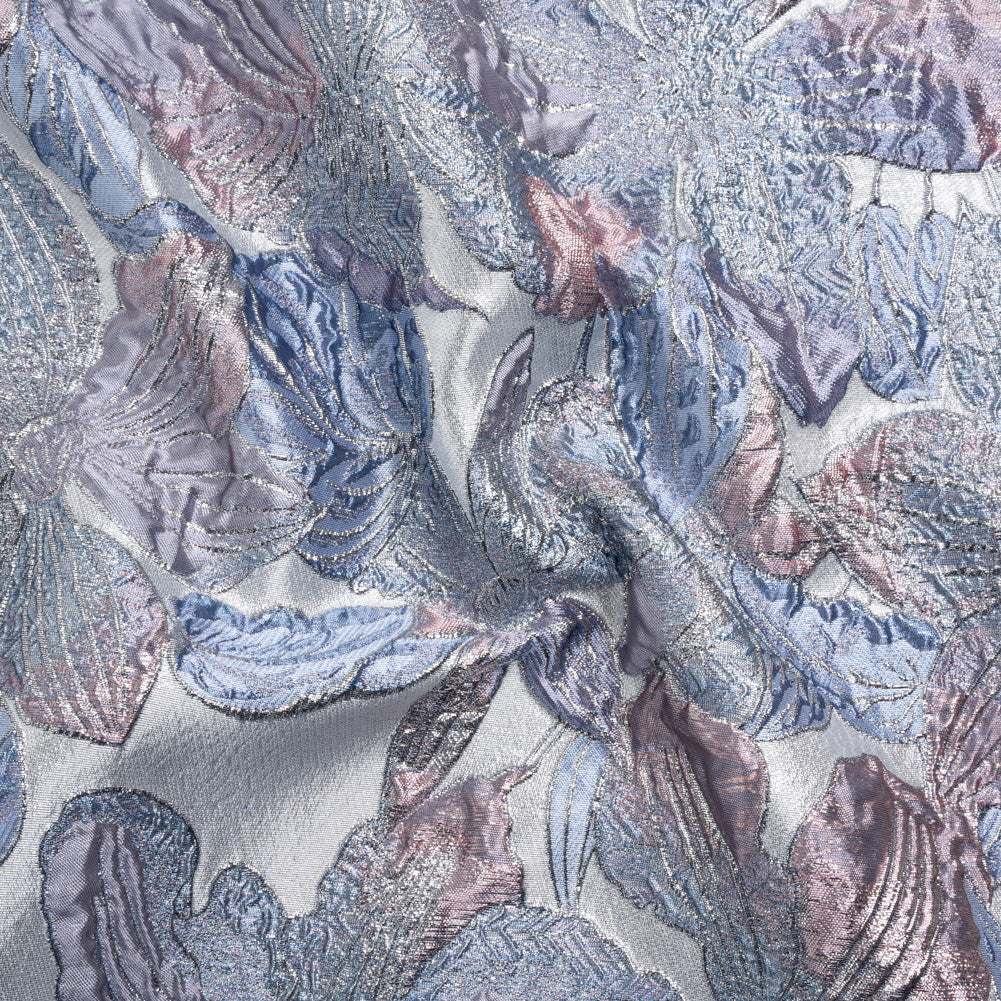 Metallic Blue, Pink and Lavender Blooms Luxury Brocade - Joann Fabrics