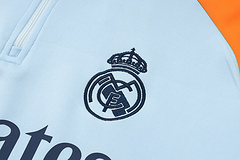 2024/2025 Real Madrid Baby Blue And Yellow Half-Pull Training Suit Football Shirt 1:1 Thai Quality Set