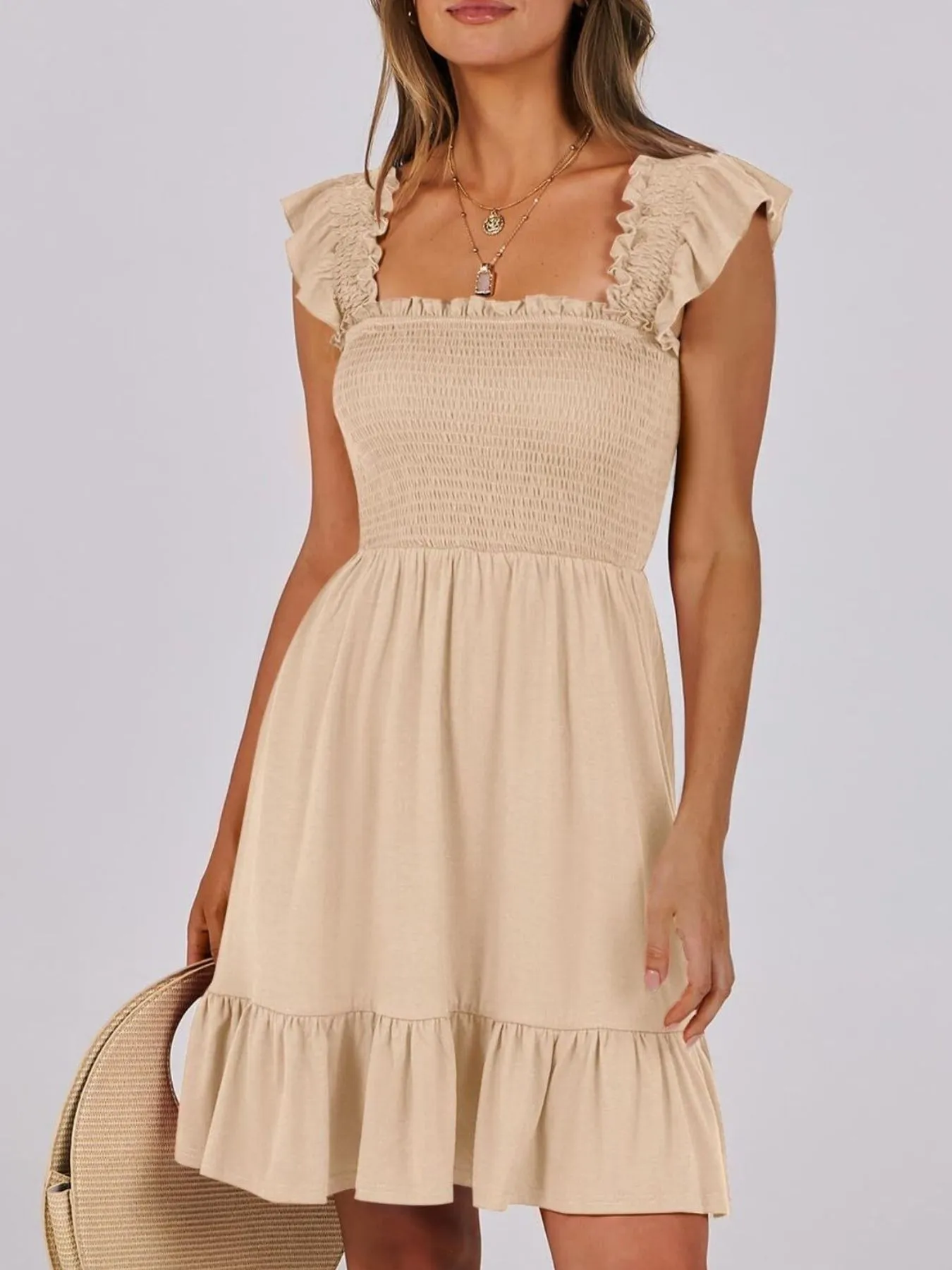 Ruffled Hem Smocked Cami Dress