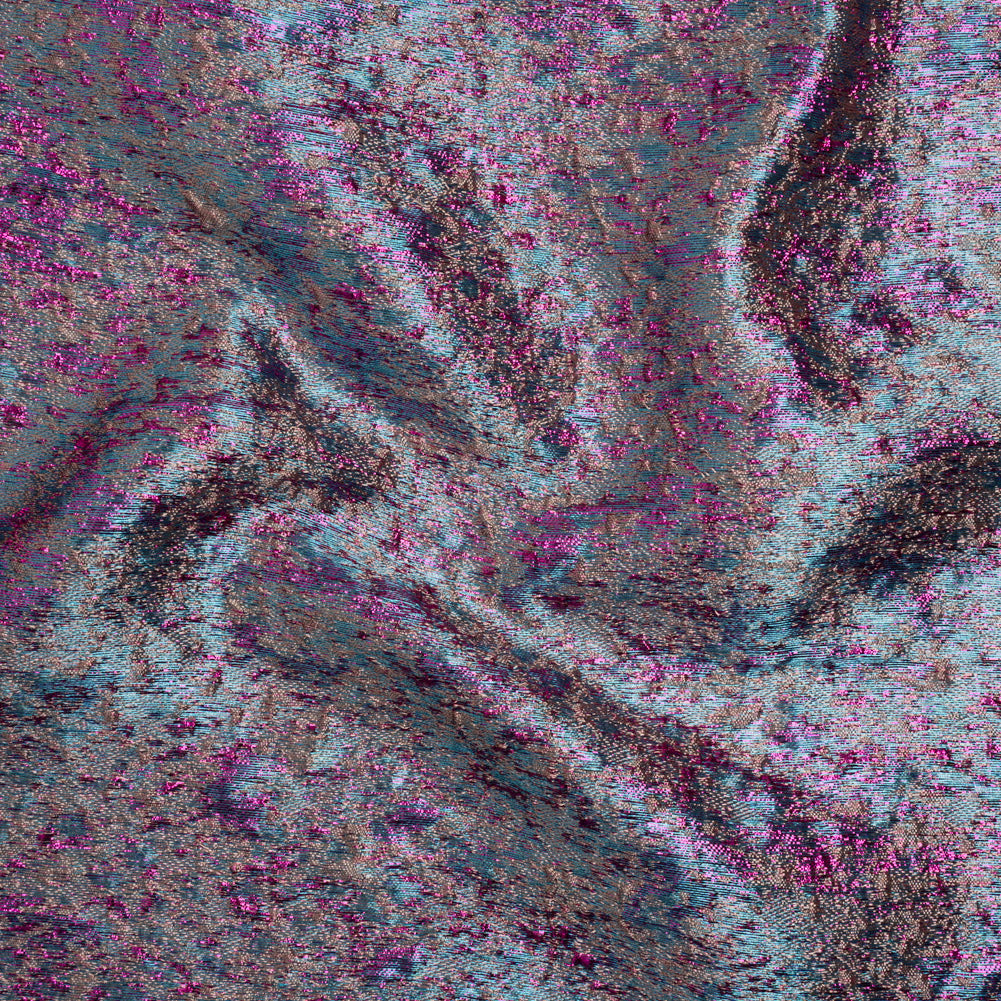 Metallic Brocade - Beige, Blue and Magenta Mottled Abstract - Joann Fabrics