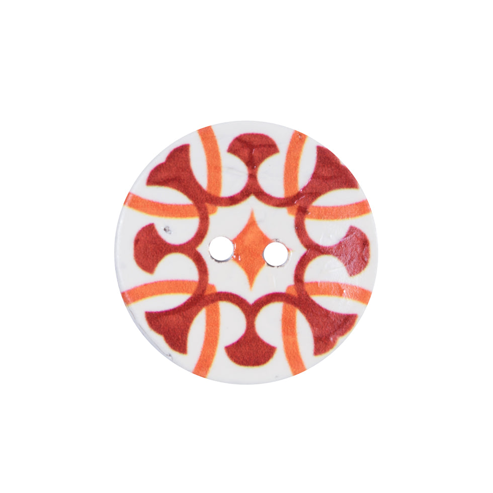 Italian Red, Orange and White Coconut Button - 36L/23mm - Joann Fabrics