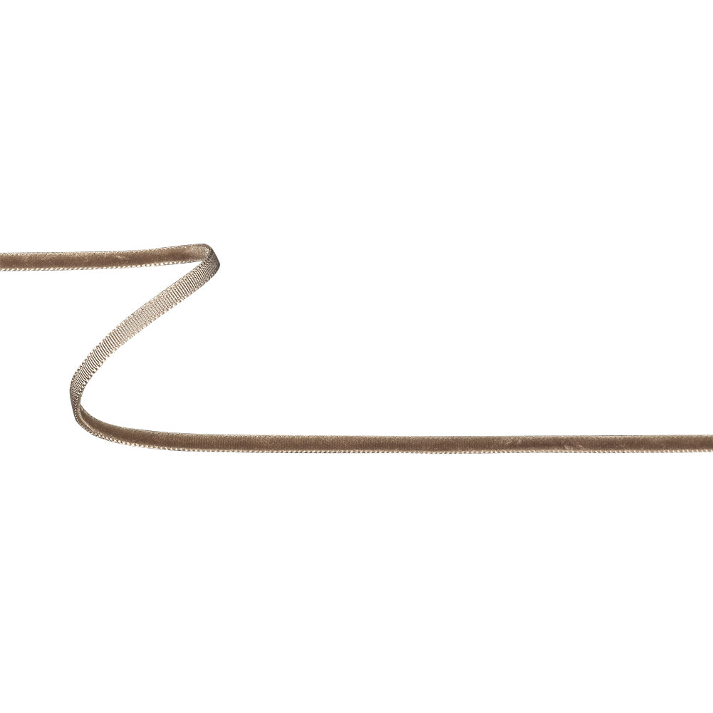 Dark Taupe Single Face Velvet Ribbon - 0.125