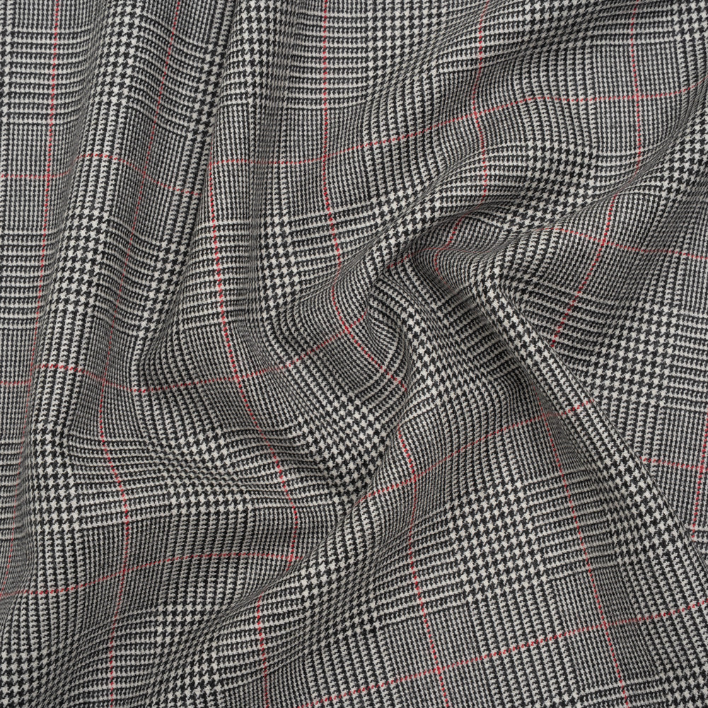 Brushed Virgin Merino Wool Twill - Black, White and Red Glen Plaid - Joann Fabrics