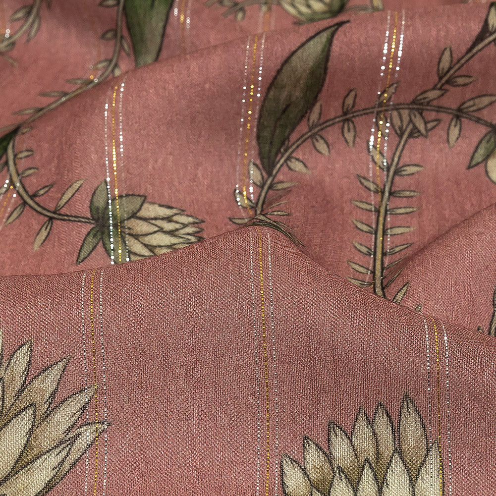 Mood Exclusive Dusty Rose Vines Victorious Metallic Pinstriped Viscose Dobby - Joann Fabrics