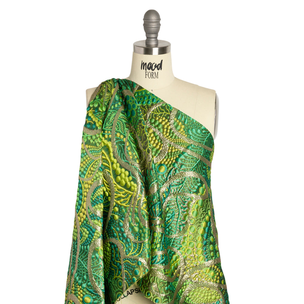 Metallic Gold and Lime Green Organic Flow Luxury Brocade - Joann Fabrics