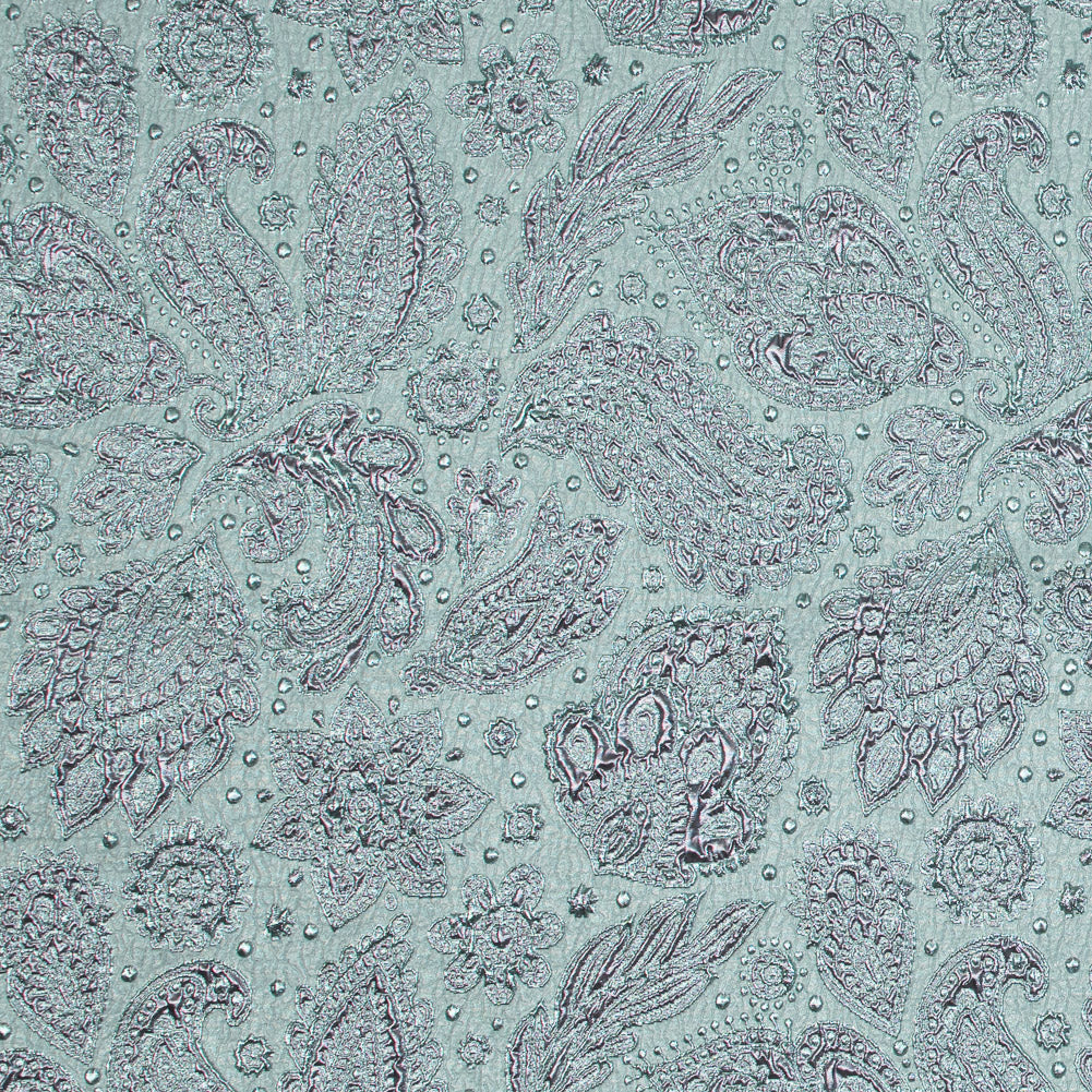Rose Gold and Seafoam Luxury Paisley Metallic Brocade - Joann Fabrics