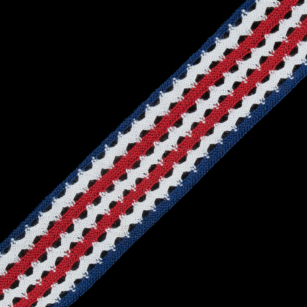 Red, White and Blue Striped Crochet Trim - 1.5