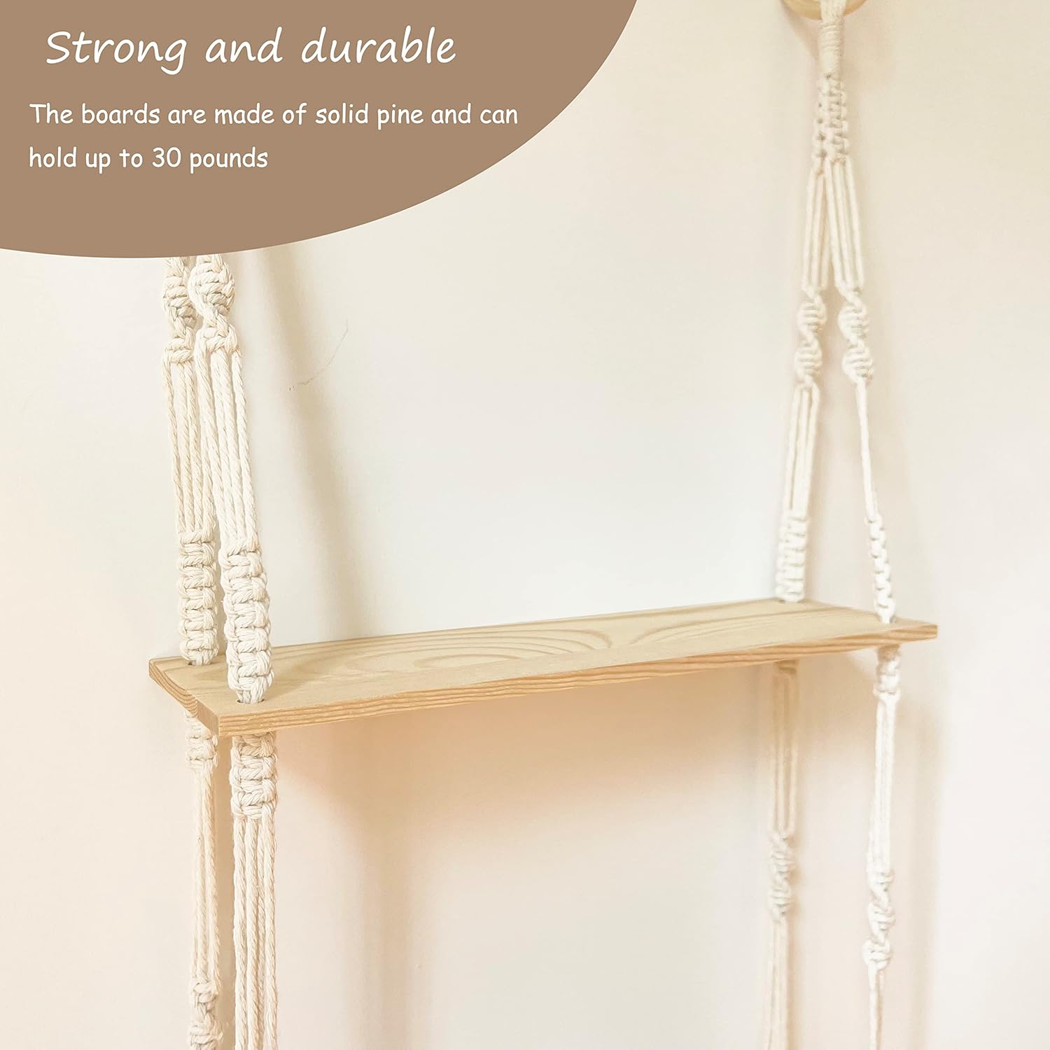 Macrame Wall Hanging Shelf - 3 Tier Wall Shelves Boho Wall Decor ...