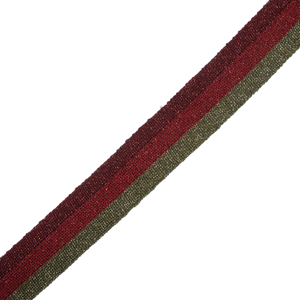 Red/Green/Gold Lurex Knit Trim - 1.25
