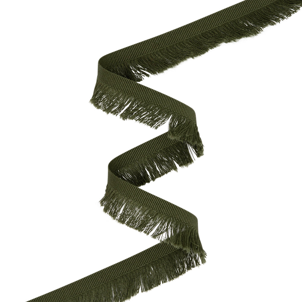 Cotton Grosgrain Ribbon with Fringe Made in Italy - 0.875