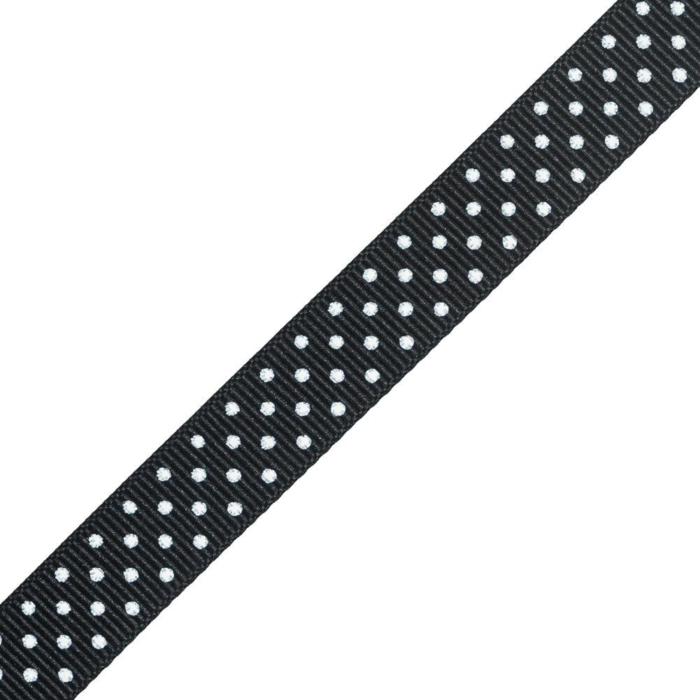 Black and White Polka Dotted Grosgrain Ribbon - 0.6